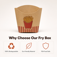 Boîte à frites en papier kraft imprimée sur mesure, qualité alimentaire, résistante à la graisse, emballage jetable pour chips de pommes de terre