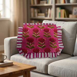 Funda para Libro de Tela de Algodón con Estampado Floral Rojo Artesanal - Ecológica y a la Moda, Origen India, Marca PNM Overseas - Product Image 3