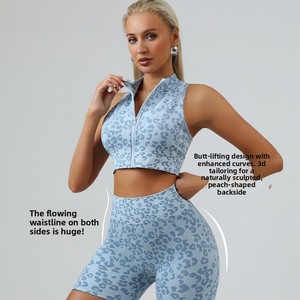 Nuevos Shorts Deportivos de Cintura Alta con Estampado de Leopardo para Yoga, Levantamiento de Cadera, Ajuste Abdominal, Ciclismo, Fitness, y Chaleco para Mujer - Product Image 1