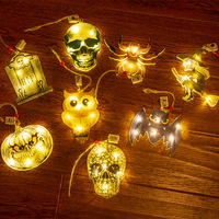 Guirlandes lumineuses LED d'Halloween style abstrait, alimentées par piles, avec citrouilles, fantômes et araignées, durée de vie de 1000 heures