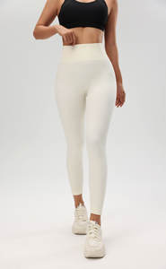 Leggings de Yoga Blancos de Cintura Alta, Acanalados, Sin Costuras, con Control de Abdomen, Cintura Elástica, Pantalones Deportivos para Entrenamiento - Product Image 5