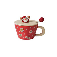 Tasse à café en céramique avec couvercle et dessin animé mignon du père Noël, cadeau de Noël créatif, tasse d'eau pour couple, vente en gros