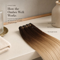 Extensions de cheveux humains lisses ombrées brun chaud avec pointes blond clair pour la formation en académie de beauté