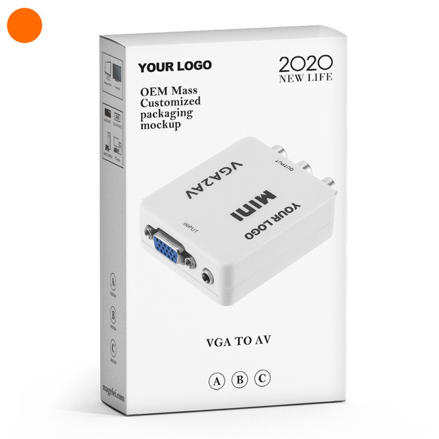 Hot Sale White Color 1080P Mini VGA to AV RCA Converter with 3.5mm Audio VGA2AV Adapter for Computer to TV