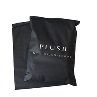 Sacs à fermeture éclair en PE noir mat avec logo personnalisé imprimé, pour vêtements, chaussettes, chaussures, en plastique givré avec soufflet latéral, fermeture éclair, recyclables