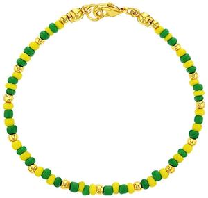 <span class=keywords><strong>Pulseras</strong></span> Chapadas en Oro con Cuentas Verdes y Amarillas <span class=keywords><strong>de</strong></span> Babalawo Amuleto Unisex <span class=keywords><strong>de</strong></span> Orula Accesorios <span class=keywords><strong>de</strong></span> Joyería <span class=keywords><strong>de</strong></span> Santería - Product Image 1