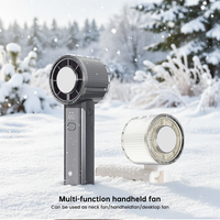 Ventilateur portable rechargeable 3000 mAh, haute vitesse, avec puce IA, affichage numérique, pliable, à porter autour du cou, en plastique, version anglaise