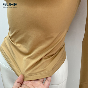 Camiseta SUHE de Manga Larga para Mujer, Estilo Urbano, Cuello Redondo, Ajustada, Sin Costuras, Elástica, Básica, para Combinar en Capas - Product Image 6