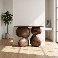 Table console en bois massif à bord naturel Idao, mobilier rustique, décoration vintage, table en bois massif, cadeau de pendaison de crémaillère fait main, unique