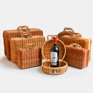 Cesta de almacenamiento de ratán hecha a mano rectangular personalizada, cesta de Picnic de sauce con asas para almacenamiento de alimentos - Product Image 6