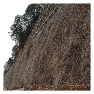 Jala tali kawat baja tahan karat, jala perlindungan kemiringan gunung untuk jaring rockfall galvanis