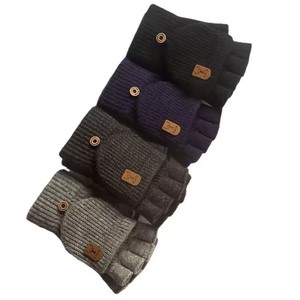 Guantes de Lana Tejida con Diseño de Asta de Ciervo, Medios Dedos, Elásticos, Cálidos, con Pantalla Táctil, para Hombre, Otoño Invierno - Product Image 5