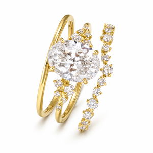 Set di Tre Anelli Impilabili con Zirconi Geometrici per Donne, Gioielli Eleganti e Scintillanti alla Moda - Product Image 1
