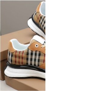 Vintage Plaid Suede Sneakers, Men/<b>Women</b> Classic Checkered Retro Running Shoes, Camel Color Casual Lace-up <b>Trainers</b> - Product Image 1