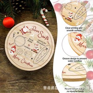 Bandeja de madera para galletas navideñas, redonda, decorativa, para servir galletas de leche y zanahoria de Papá Noel, regalo navideño - Product Image 2