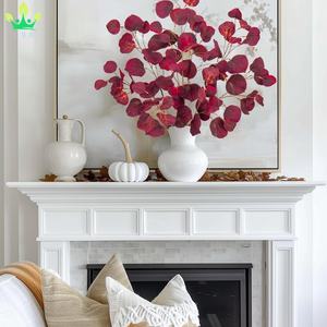 Искусственные осенние ветки листьев осины осенние длинные стебли листвы растения темно-красный спрей для вазы стол домашний коттедж украшение - Product Image 3