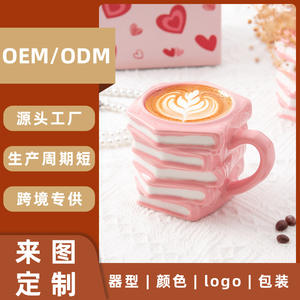 Custom Made Ceramic Book Mug Pink Creative Coffee <b>Cup</b> With Handle Reusable Gift For Presents 2025 - Product Image 5