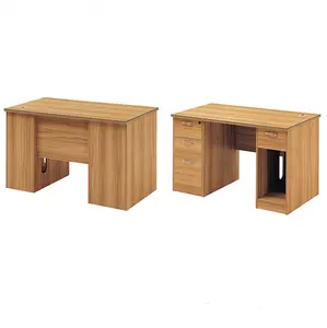 单人工作站木制电脑桌，带3个抽屉基座办公家具书桌