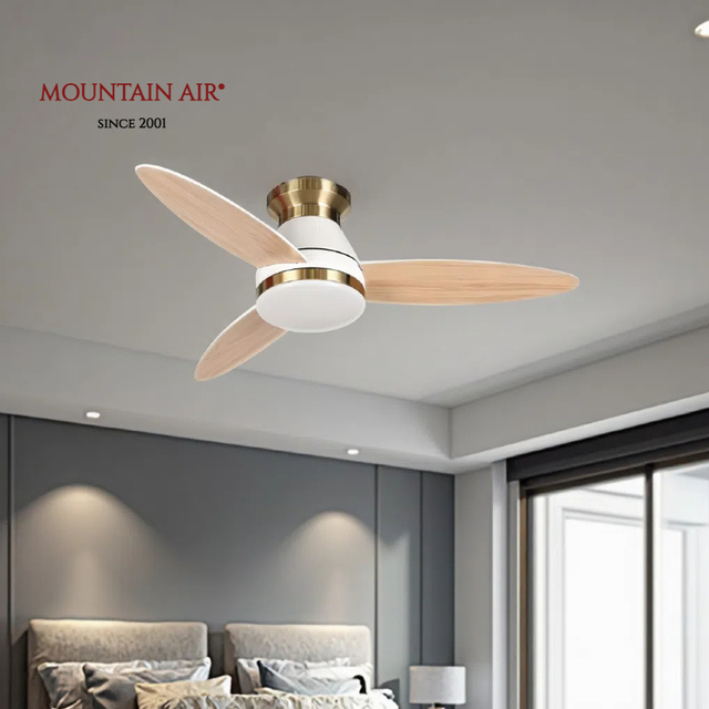 42-Inch Modern LED Ceiling Fan with 3 Plywood Leaf Blades DC Motor Remote Control Low Noise & Home Decorative Light