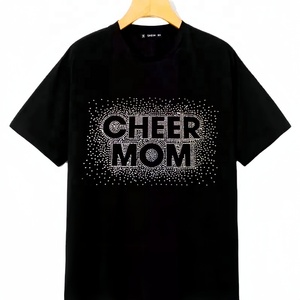 T-Shirt in Cotone 240 GSM con Logo Personalizzato, OEM ODM, Motivo con Strass Brillanti, Trasferimento Termico, Teschio in Cristallo - Product Image 1