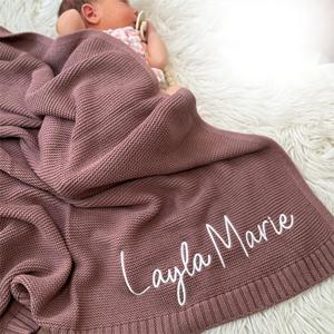<strong>Personalised</strong> Handmade Crochet <strong>Baby</strong> <strong>Blankets</strong> Soft Knit Bedding Custom Design Embroidered Name Soothing Kids' Accessories for Sale - Product Image 2