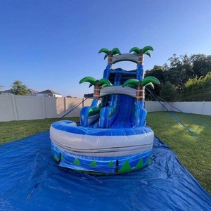 Tobogán acuático inflable de gran oferta, toboganes hinchables para niños, tobogán comercial de doble carril con piscina - Product Image 4