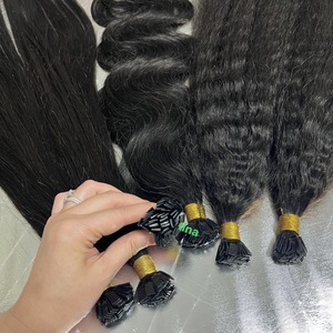 Extensiones <span class=keywords><strong>de</strong></span> Cabello Humano Natural Negro con Punta Plana K Tip, Ondulado, Rizado y Liso Kinky, Precio <span class=keywords><strong>de</strong></span> Fábrica, Envío desde EE. UU. - Product Image 2