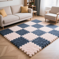 Tapis en mousse EVA souple avec couche supérieure en peluche-Tapis de puzzle imbriqué pour aire de jeu et chambre à coucher pour enfants
