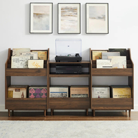 Ensemble de 3 meubles de rangement pour disques vinyles, style Mid-Century Modern, en noyer, pour tourne-disque, fournisseur chinois
