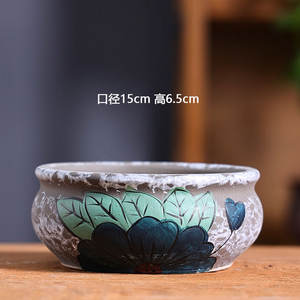 Vente en gros de pots à succulentes en céramique de style coréen peints à la main, pots en argile noire, <span class=keywords><strong>poterie</strong></span> grossière, jardinières spéciales - Product Image 4