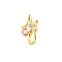 Anting Hidung Bentuk U Zirkon Bintang Hati Kupu-kupu Lapis Emas 18K Tembaga Mikro Insert 10mm Cincin Hidung Trendy Jepit Perhiasan Fashion