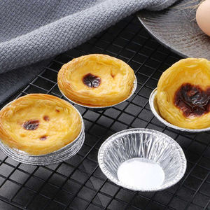 Moules à pâtisserie jetables en aluminium ronds/plats pour la cuisson de tartes aux œufs/tartes/gâteaux au fromage - Product Image 6