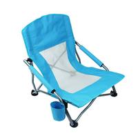 Chaise longue pliante à dossier haut en fer bleu - Pour bronzer en plein air et le camping sur la plage, chaise inclinable portable de voyage confortable pour se détendre