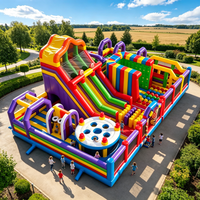 Château gonflable avec toboggan et trampoline pour enfants, idéal pour les événements extérieurs et la location commerciale – Direct Usine