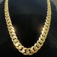 Collier Chaîne Cubaine Tendance Hip Hop en Argent 925 et Or Massif 10K, Accessoire Scintillant avec Diamants Moissanite Sertis
