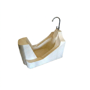 Lavabo de Pedestal de Resina Terrazzo para Wudu Musulmán, con Drenaje, Forma Ovalada, Monomando, Capacidad de 12L, Independiente para el Hogar - Product Image 1