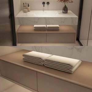 Modern Rock Slab Integrated <b>Bathroom</b> <b>Cabinet</b> Wood Hotel Furniture with Hand Washing Basin and Counter for Hotels - Product Image 1