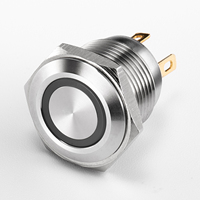 Interrupteur à bouton-poussoir 16 mm en acier inoxydable IP65 1NO 250V 10A 125V 5A pour appareils électroménagers, circuit d'alimentation, lampe de signalisation