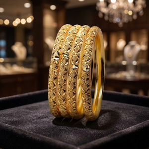 Wholesale Dye Gold Plated Fashion Bangles, Dye Gold <b>Forming</b> Bangles Set, Traditional Bangles, Brass Bangles Gold Filled Jewelry. - Product Image 2
