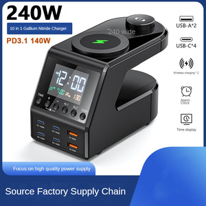 240W Tất Cả Trong Một Không Dây Đồng Hồ Báo Thức Tư Nhân Khuôn Kỹ Thuật Số Đa Chức Năng Pd 3.0 5V/3A Đầu Ra 2X Cổng <span class=keywords><strong>USB</strong></span> <span class=keywords><strong>Adapter</strong></span> Sạc - Product Image 6