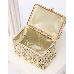 Women's Fashion Square Evening <b>Clutch</b> Purse with <b>Pearl</b> Beaded Handmade Eco-Friendly Chain Strap - Product Image 6