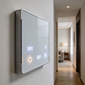 White Glossy Acrylic Panels with Embossed Tactile Buttons, Modern Interface Panel for Wall Mounted Home Thermostat - Product Image 1