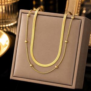 Custom Stainless Steel 18K Gold Zircon Trendy Layered Heart Butterfly Pendant Necklace Women's <b>Gift</b> Bulk - Product Image 5