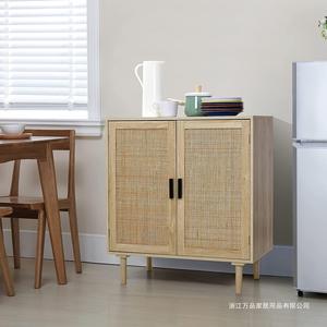 ตู้ห้องนั่งเล่น ไม้ ประตูหวาย ช่องเก็บของ 2 ช่อง แผงเรียบ สีแท้ - Product Image 3