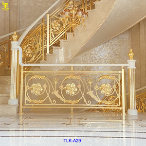 Sang Trọng Châu Âu Thiết Kế Mạ Vàng Nhôm Brass Nội Thất Kim Loại Cầu Thang Tay Vịn Biệt Thự Dự Án Sàn Lan can Tay Vịn - Product Image 1