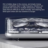 Nettoyeur portable automatique à ultrasons avec affichage numérique pour lunettes, bijoux, pinceaux de maquillage, prothèses dentaires, montres