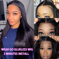 Perruques sans Colle en Cheveux Humains 13x6 HD Transparentes à Lacet Frontal, Perruques Naturelles en Cheveux Humains pour Femmes Noires