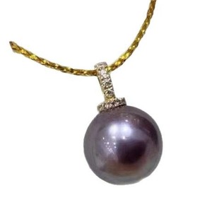 Colgante de Plata de Ley 925 con Perla Edison Púrpura de Agua Dulce para Mujer, Cierre Universal para Pezón, Diseño Simple y Versátil, Moissanita - Product Image 5