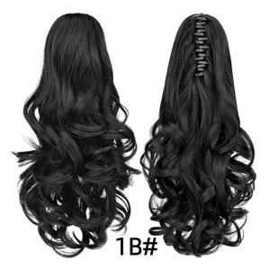 Extensions de queue de cheval synthétiques à grandes boucles, résistantes à la chaleur, avec pince, pour la vente en gros - Product Image 1
