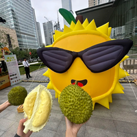 Modèle géant gonflable personnalisé de durian, lunettes de soleil, ballon de dessin animé en forme de fruit, en tissu Oxford résistant à l'eau pour fêtes estivales en extérieur